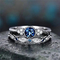 925 Sterling Silver Diamond Anéis de Noivado Azul Zircon Anel de Noivado