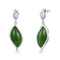 Cabochon 925 jade do verde do retângulo de Sterling Silver Gemstone Earrings 7x12mm